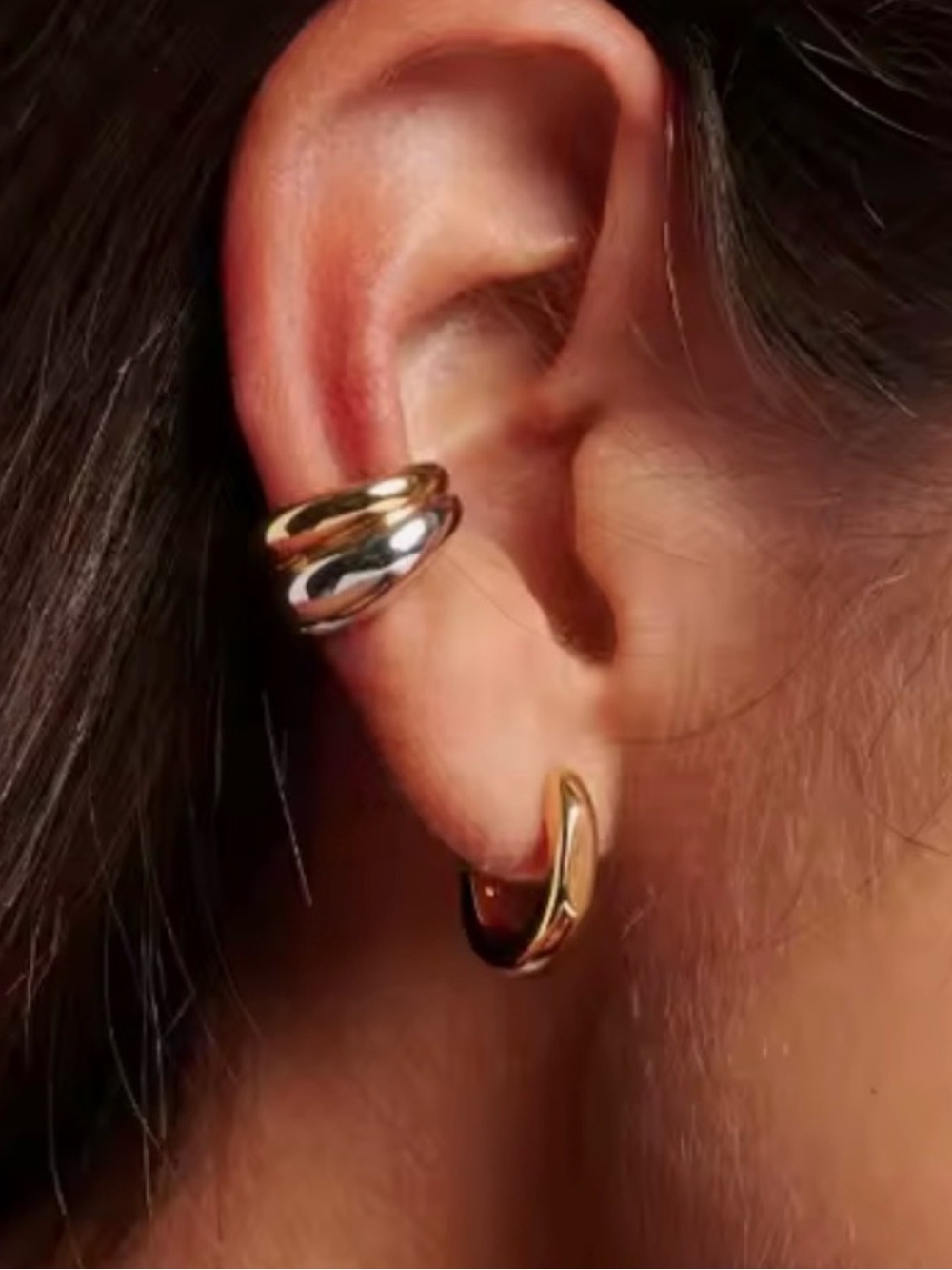 NEW Mixed Metal Ear Cuff Earrings Two Tone Gold Silver Set Demarson STYLE JL18